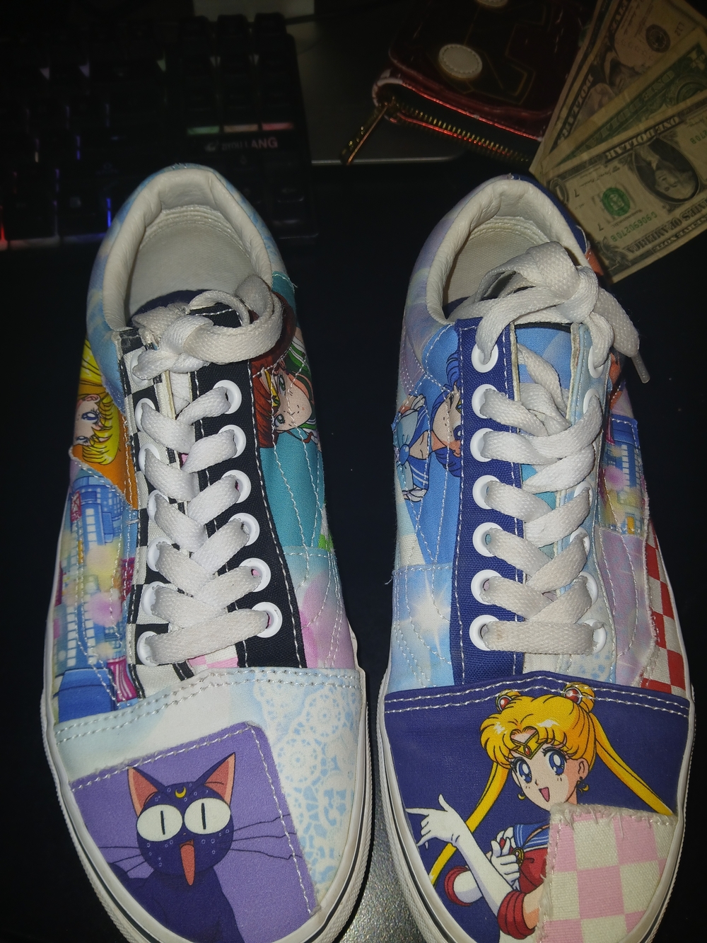Vans Womens Sailor Moon Multicolor Canvas Sneakers - White, Blue, Purple, Pink E